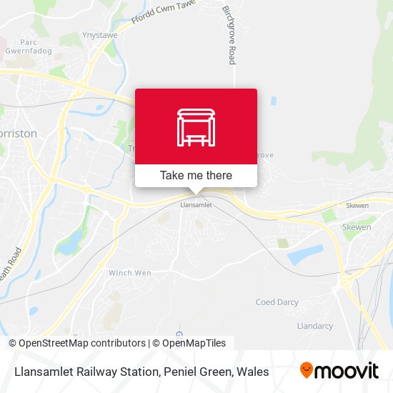 Llansamlet Railway Station, Peniel Green map