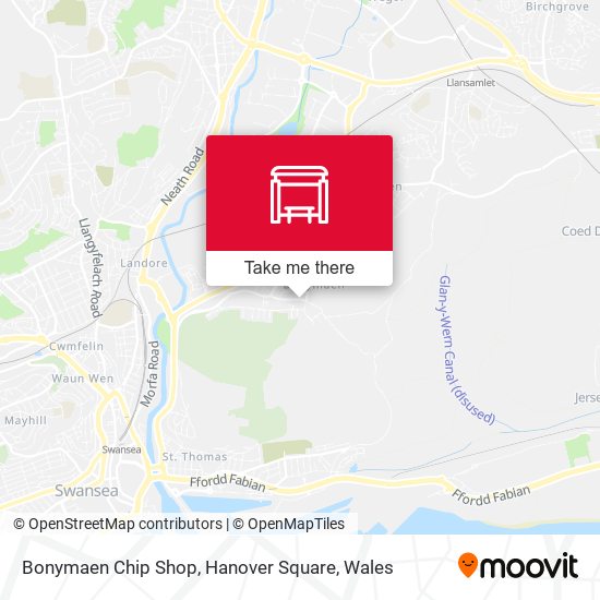 Bonymaen Chip Shop, Hanover Square map