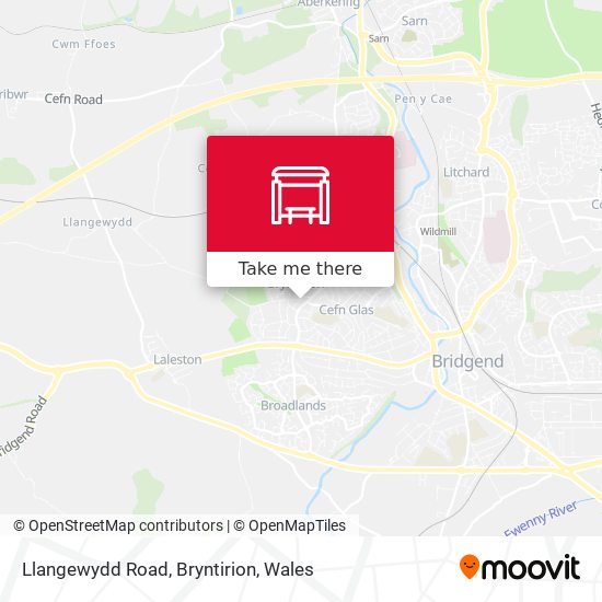 Llangewydd Road, Bryntirion map