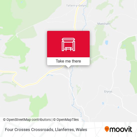 Four Crosses Crossroads, Llanferres map