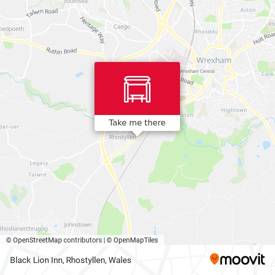 Black Lion Inn, Rhostyllen map