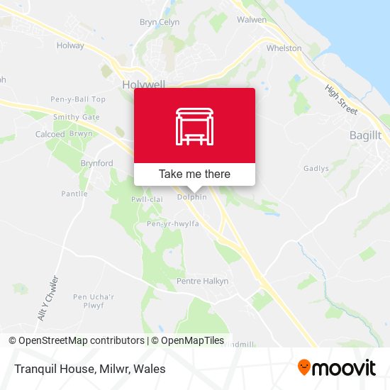 Tranquil House, Milwr map