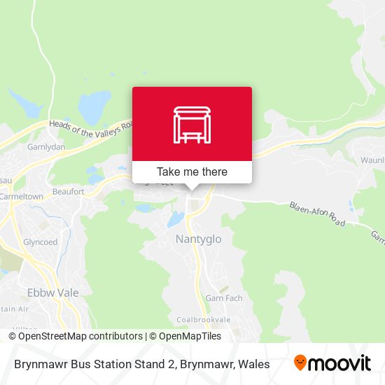 Brynmawr Bus Station Stand 2, Brynmawr map