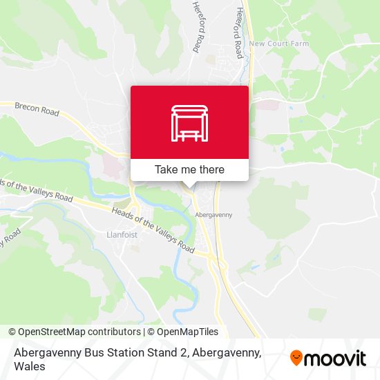 Abergavenny Bus Station Stand 2, Abergavenny map