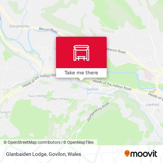 Glanbaiden Lodge, Govilon map