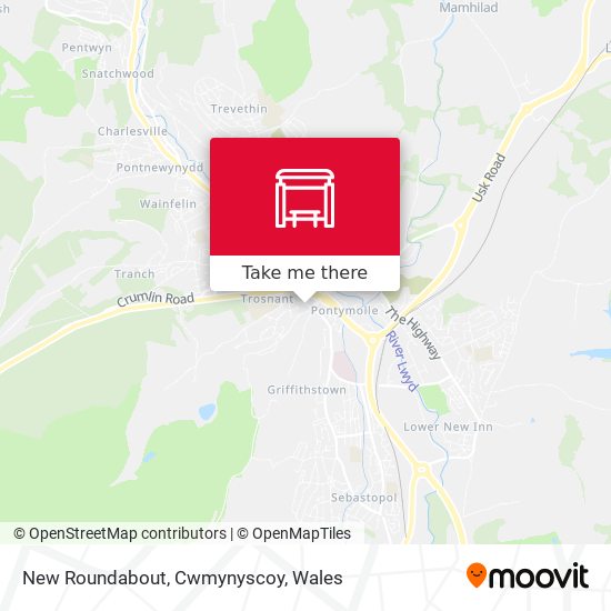 New Roundabout, Cwmynyscoy map
