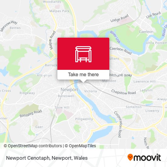Newport Cenotaph, Newport map