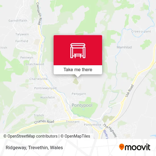Ridgeway, Trevethin map