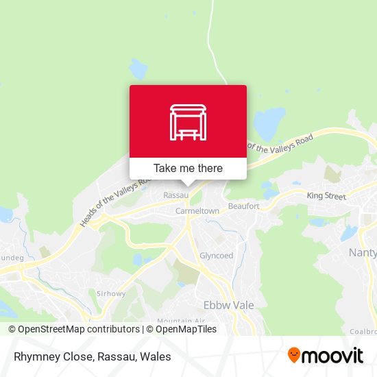 Rhymney Close, Rassau map