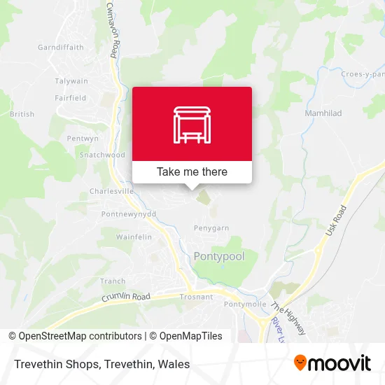 Trevethin Shops, Trevethin map