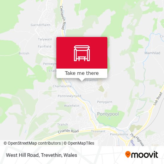 West Hill Road, Trevethin map