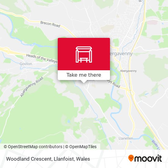 Woodland Crescent, Llanfoist map