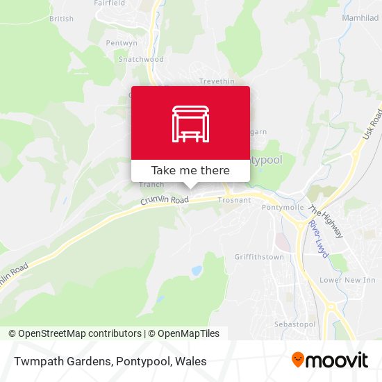 Twmpath Gardens, Pontypool map