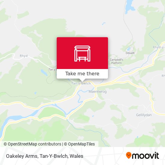 Oakeley Arms, Tan-Y-Bwlch map