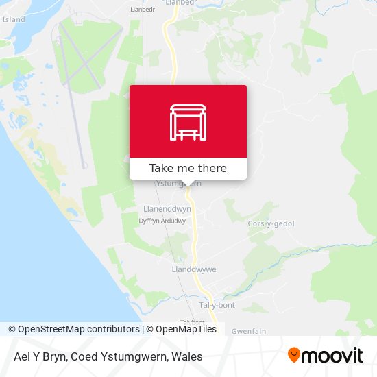 Ael Y Bryn, Coed Ystumgwern map