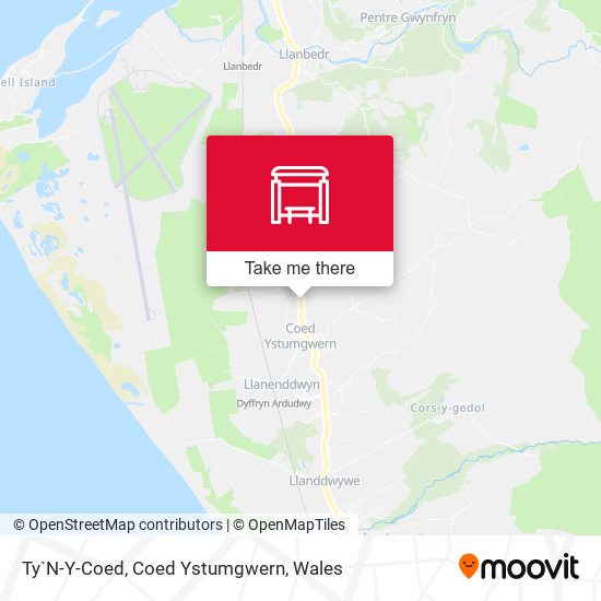 Ty`N-Y-Coed, Coed Ystumgwern map