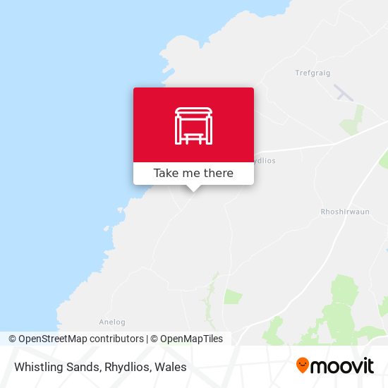 Whistling Sands, Rhydlios map