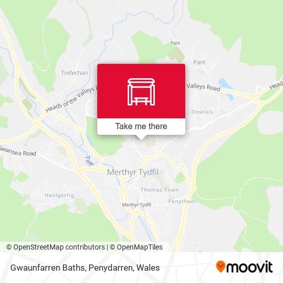 Gwaunfarren Baths, Penydarren map