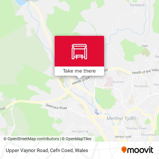 Upper Vaynor Road, Cefn Coed map