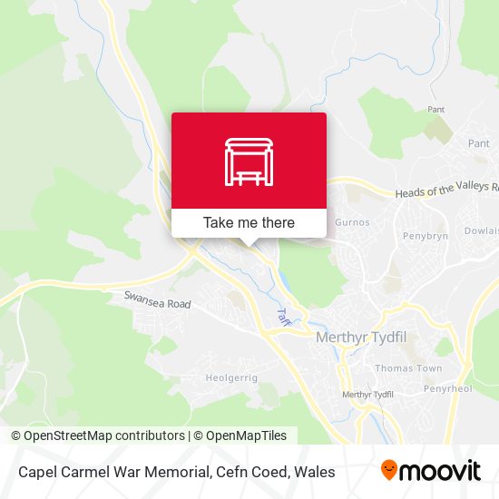 Capel Carmel War Memorial, Cefn Coed map