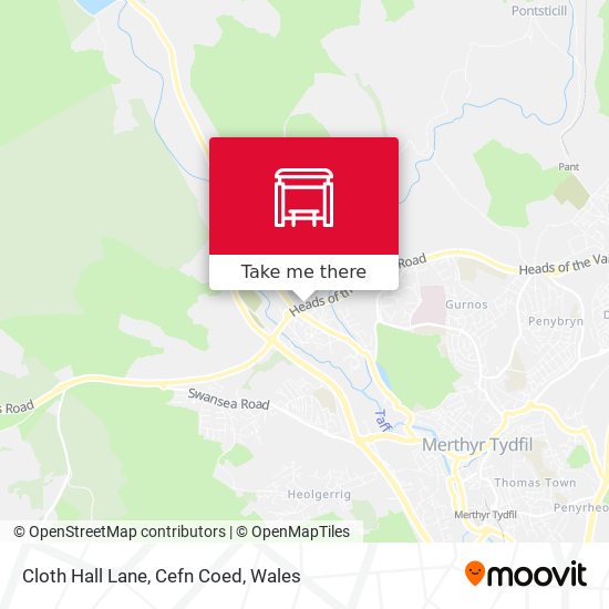 Cloth Hall Lane, Cefn Coed map