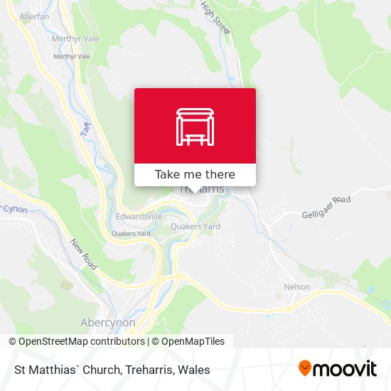 St Matthias` Church, Treharris map