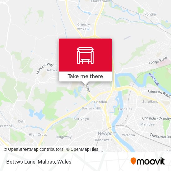 Bettws Lane, Malpas map