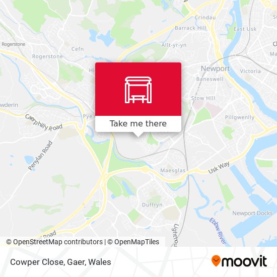 Cowper Close, Gaer map