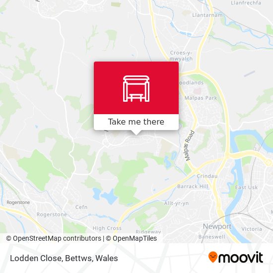 Lodden Close, Bettws map