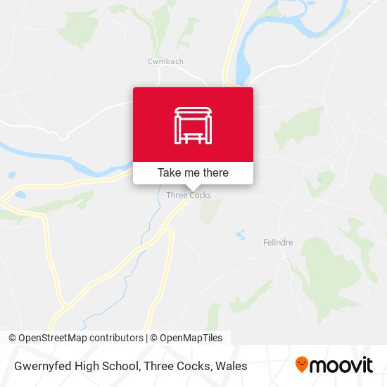 Gwernyfed High School, Three Cocks map