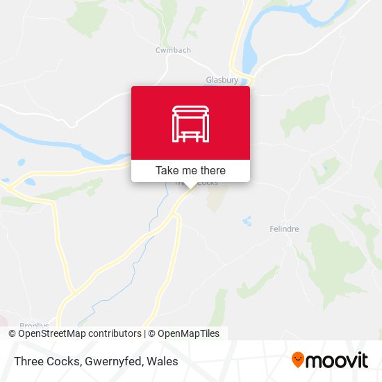 Three Cocks, Gwernyfed map