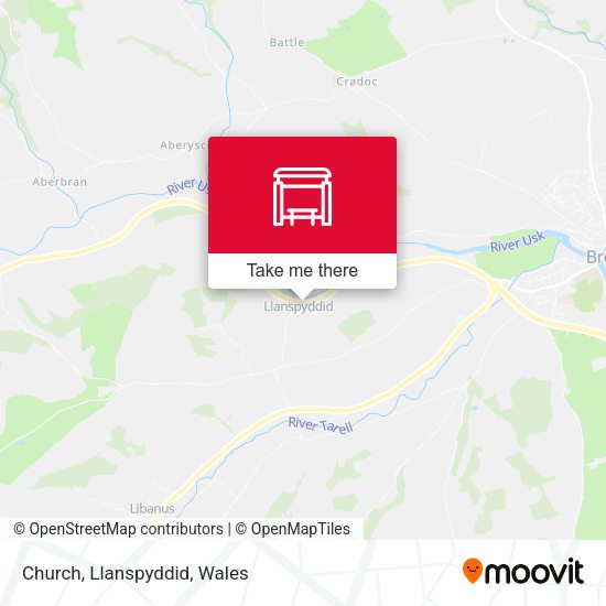 Church, Llanspyddid map