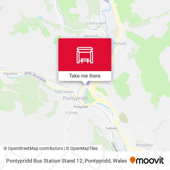 Pontypridd Bus Station Stand 12, Pontypridd map