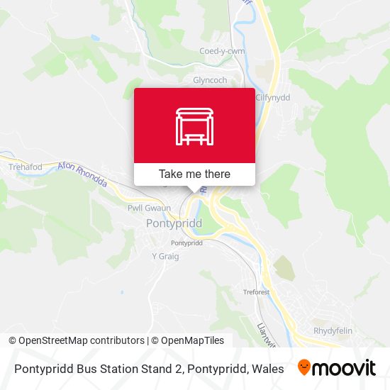 Pontypridd Bus Station Stand 2, Pontypridd map
