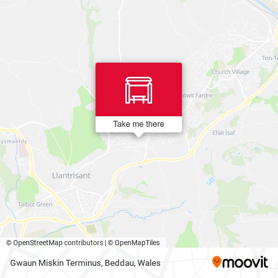 Gwaun Miskin Terminus, Beddau map