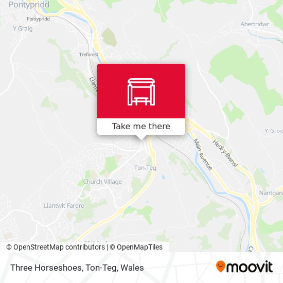 Three Horseshoes, Ton-Teg map