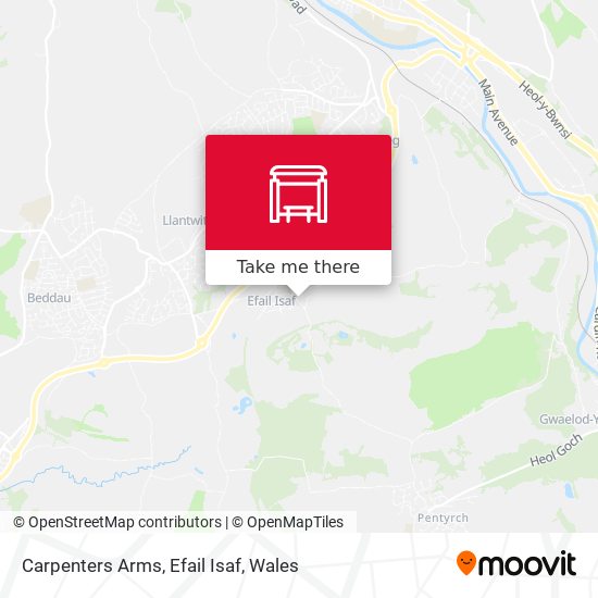 Carpenters Arms, Efail Isaf map
