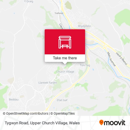 Tygwyn Road, Upper Church Village map