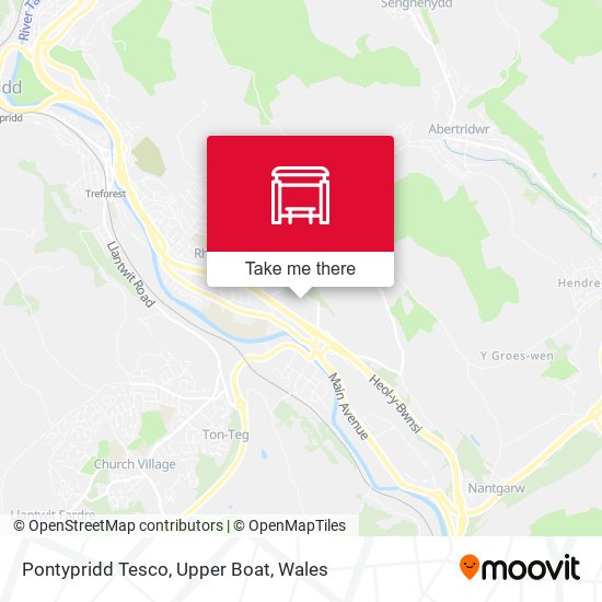 Pontypridd Tesco, Upper Boat map