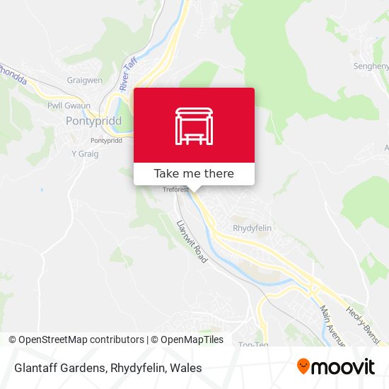 Glantaff Gardens, Rhydyfelin map