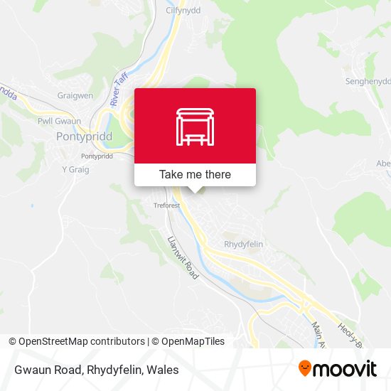 Gwaun Road, Rhydyfelin map