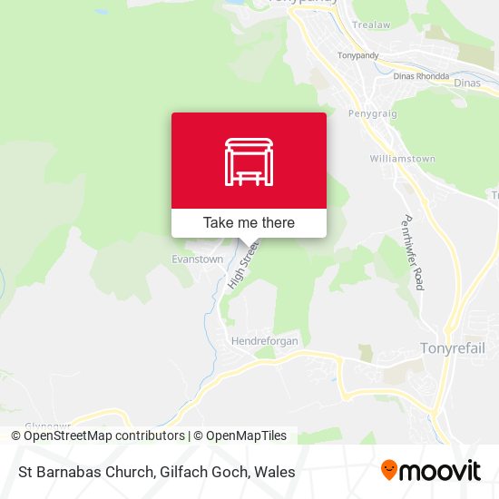 St Barnabas Church, Gilfach Goch map