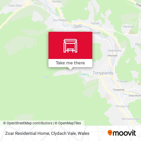 Zoar Residential Home, Clydach Vale map