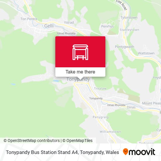 Tonypandy Bus Station Stand A4, Tonypandy map