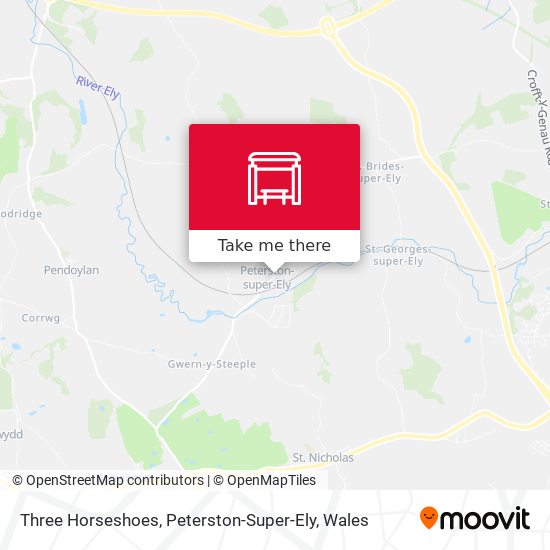 Three Horseshoes, Peterston-Super-Ely map