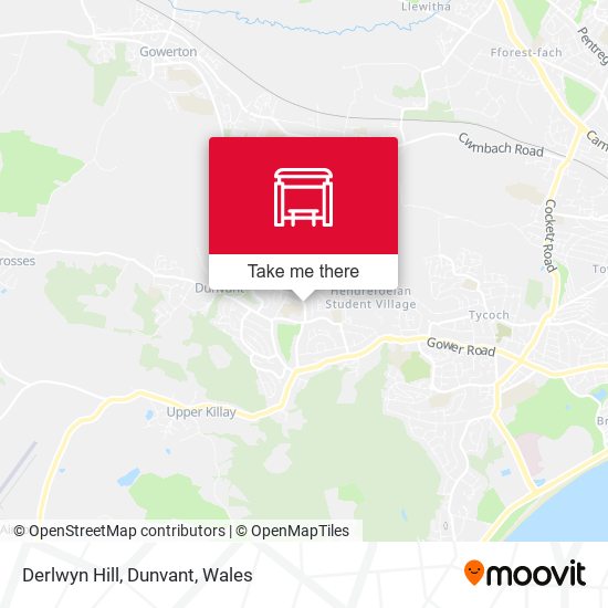 Derlwyn Hill, Dunvant map