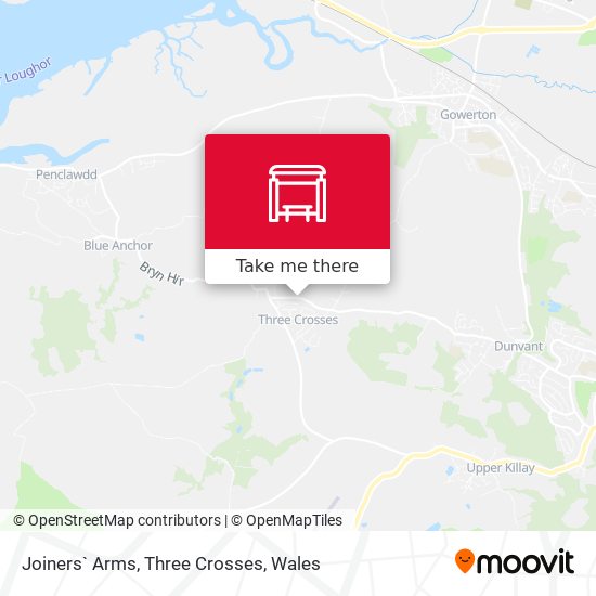 Joiners` Arms, Three Crosses map
