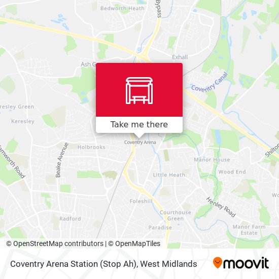 Coventry Arena Station (Stop Ah) map