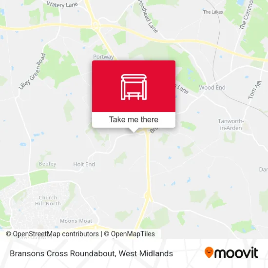 Bransons Cross Roundabout map
