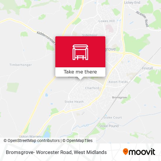 Bromsgrove- Worcester Road map